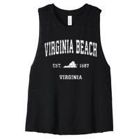 Virginia Beach Virginia Va Vintage Sports Women's Racerback Cropped Tank