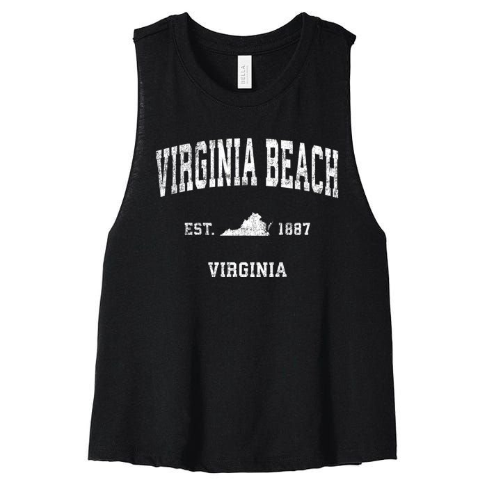 Virginia Beach Virginia Va Vintage Sports Women's Racerback Cropped Tank