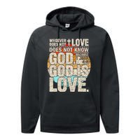 Vintage Bible Verse 1 John 4 8 God Is Love Performance Fleece Hoodie