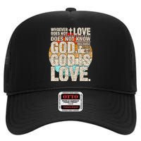 Vintage Bible Verse 1 John 4 8 God Is Love High Crown Mesh Back Trucker Hat