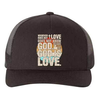 Vintage Bible Verse 1 John 4 8 God Is Love Yupoong Adult 5-Panel Trucker Hat