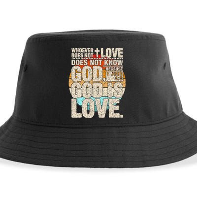 Vintage Bible Verse 1 John 4 8 God Is Love Sustainable Bucket Hat