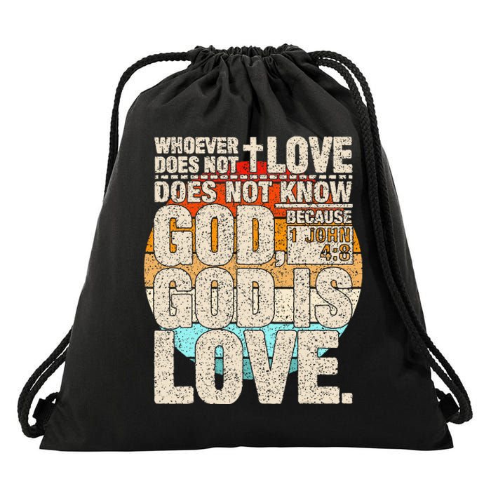 Vintage Bible Verse 1 John 4 8 God Is Love Drawstring Bag