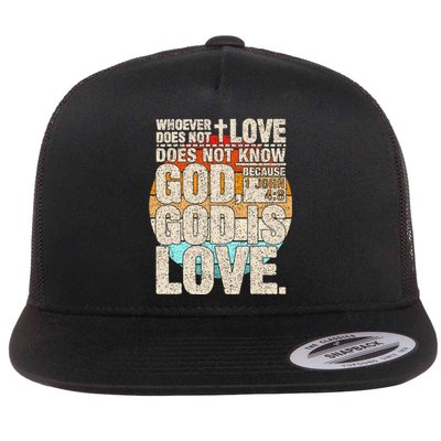 Vintage Bible Verse 1 John 4 8 God Is Love Flat Bill Trucker Hat