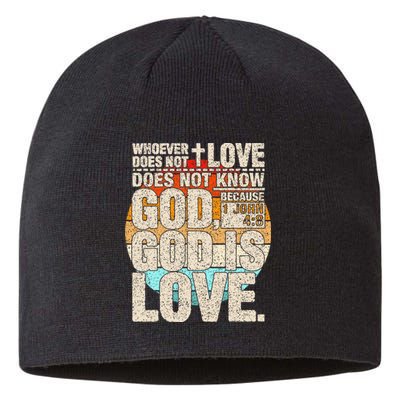 Vintage Bible Verse 1 John 4 8 God Is Love Sustainable Beanie