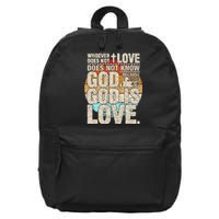 Vintage Bible Verse 1 John 4 8 God Is Love 16 in Basic Backpack