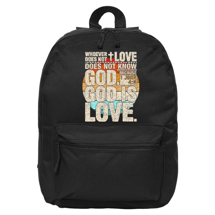 Vintage Bible Verse 1 John 4 8 God Is Love 16 in Basic Backpack