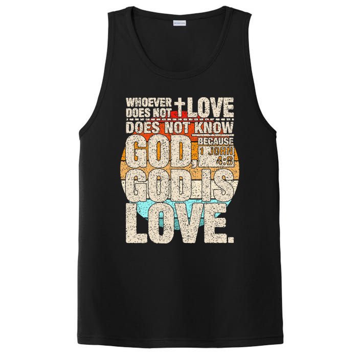 Vintage Bible Verse 1 John 4 8 God Is Love PosiCharge Competitor Tank