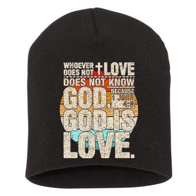 Vintage Bible Verse 1 John 4 8 God Is Love Short Acrylic Beanie