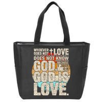 Vintage Bible Verse 1 John 4 8 God Is Love Zip Tote Bag