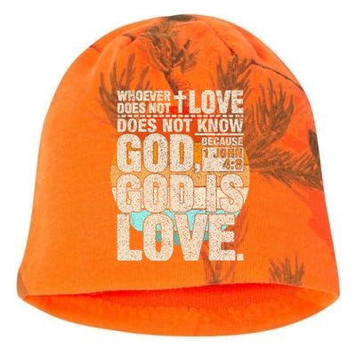 Vintage Bible Verse 1 John 4 8 God Is Love Kati - Camo Knit Beanie