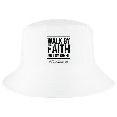 Vintage Bible Verse Walk Faith Not By Sight Christian Cool Comfort Performance Bucket Hat