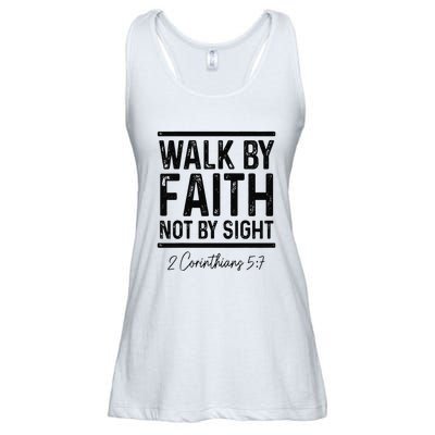 Vintage Bible Verse Walk Faith Not By Sight Christian Ladies Essential Flowy Tank