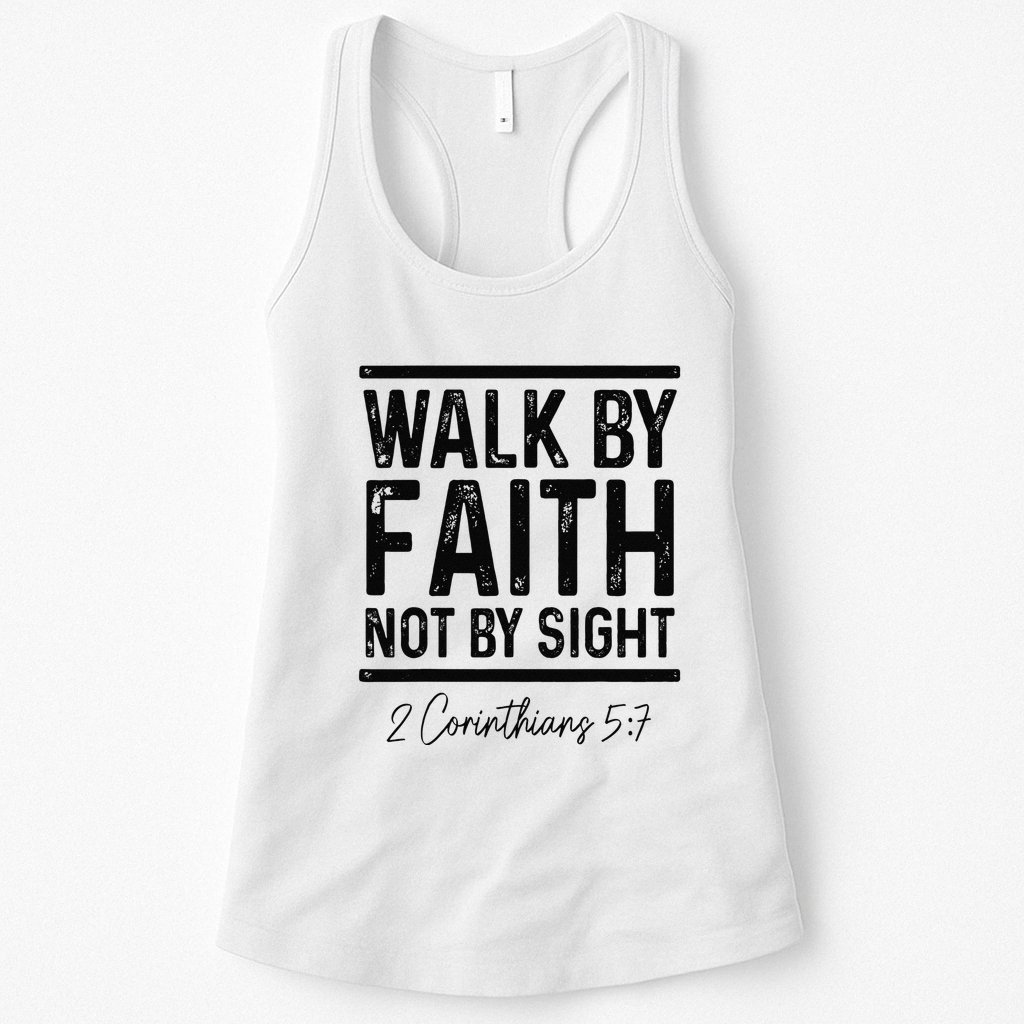 Vintage Bible Verse Walk Faith Not By Sight Christian Womens Tank Top