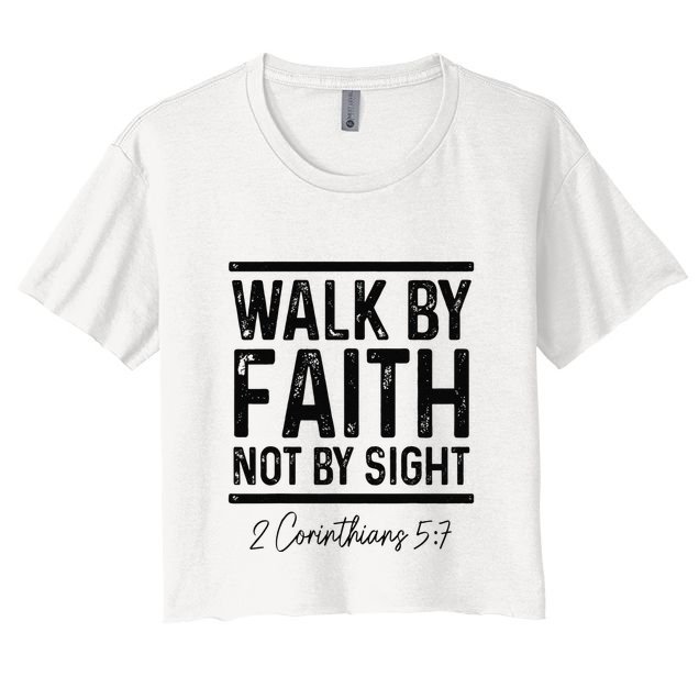 Vintage Bible Verse Walk Faith Not By Sight Christian Crop Top