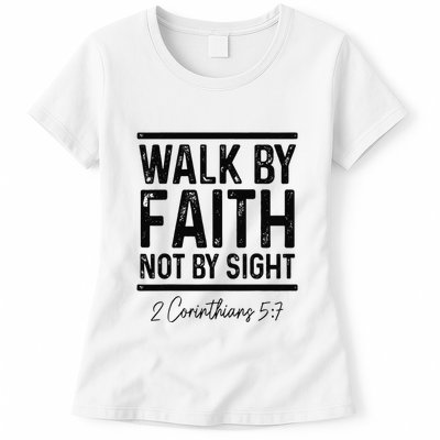 Vintage Bible Verse Walk Faith Not By Sight Christian Womens T-Shirt