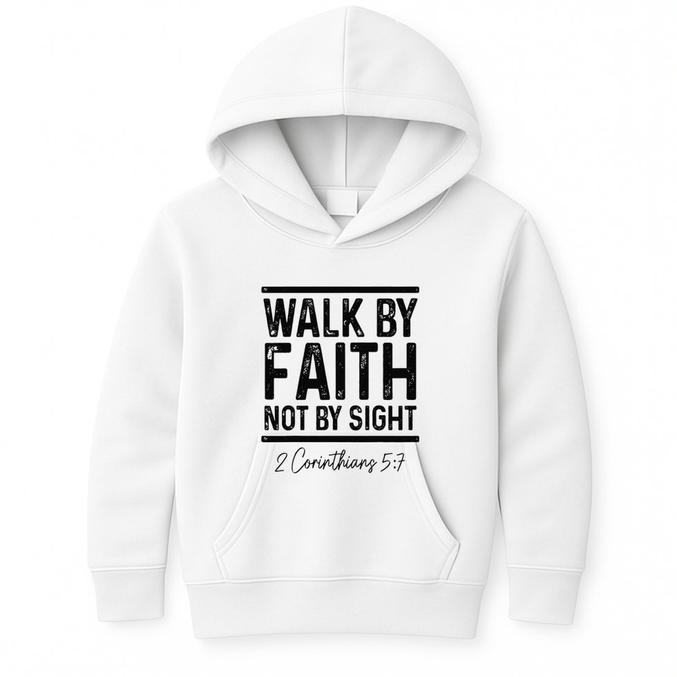 Vintage Bible Verse Walk Faith Not By Sight Christian Kids Hoodie