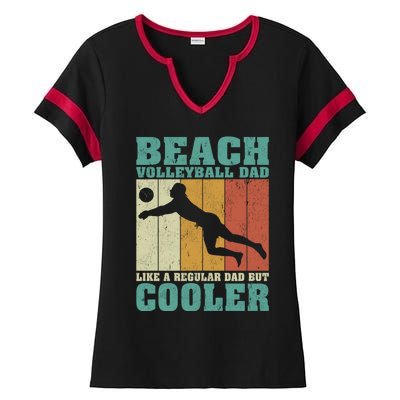 Vintage Beach Volleyball Dad Like A Regular Dad Fathers Day Gift Ladies Halftime Notch Neck Tee