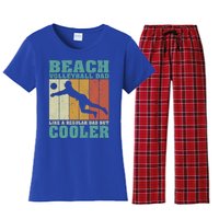 Vintage Beach Volleyball Dad Like A Regular Dad Fathers Day Gift Women's Flannel Pajama Set