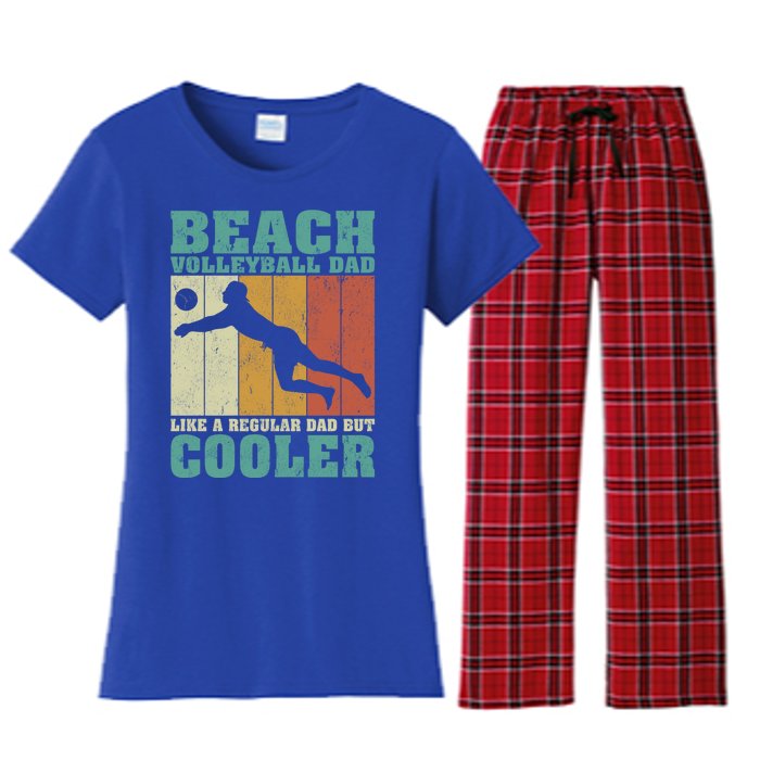 Vintage Beach Volleyball Dad Like A Regular Dad Fathers Day Gift Women's Flannel Pajama Set