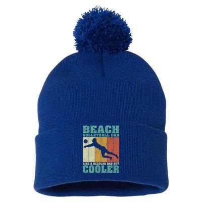 Vintage Beach Volleyball Dad Like A Regular Dad Fathers Day Gift Pom Pom 12in Knit Beanie