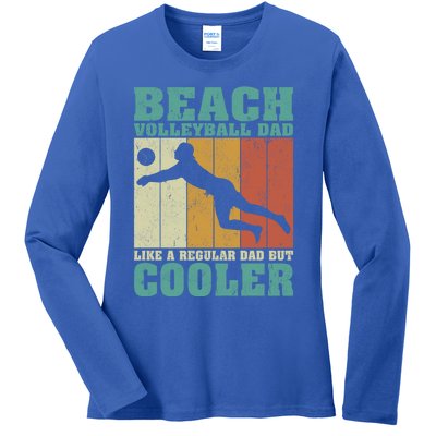 Vintage Beach Volleyball Dad Like A Regular Dad Fathers Day Gift Ladies Long Sleeve Shirt