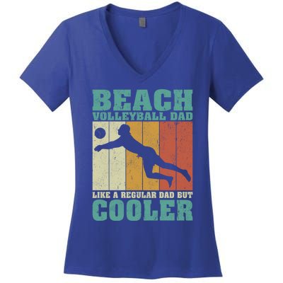 Vintage Beach Volleyball Dad Like A Regular Dad Fathers Day Gift Women's V-Neck T-Shirt