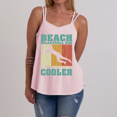 Vintage Beach Volleyball Dad Like A Regular Dad Fathers Day Gift Women's Strappy Tank