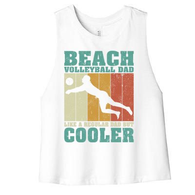 Vintage Beach Volleyball Dad Like A Regular Dad Fathers Day Gift Women's Racerback Cropped Tank