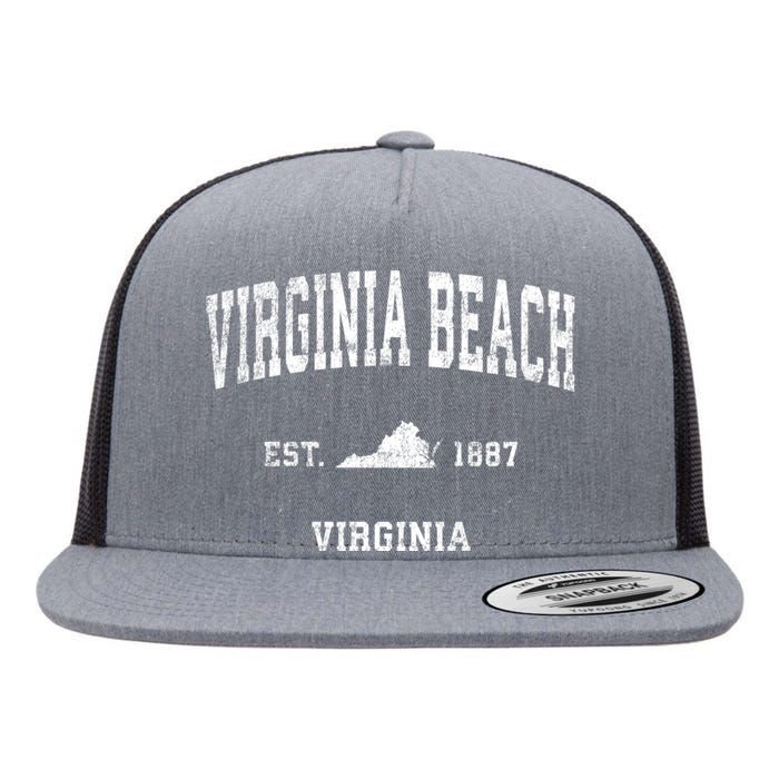 Virginia Beach Virginia Va Vintage Established Sports Design Flat Bill Trucker Hat