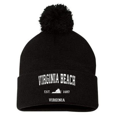 Virginia Beach Virginia Va Vintage Established Sports Design Pom Pom 12in Knit Beanie