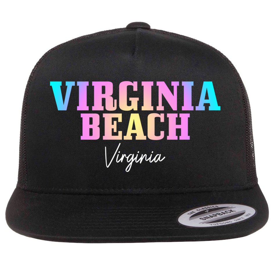 Virginia Beach Virginia Vintage Tie Dye Retro Vacation Gift Flat Bill Trucker Hat