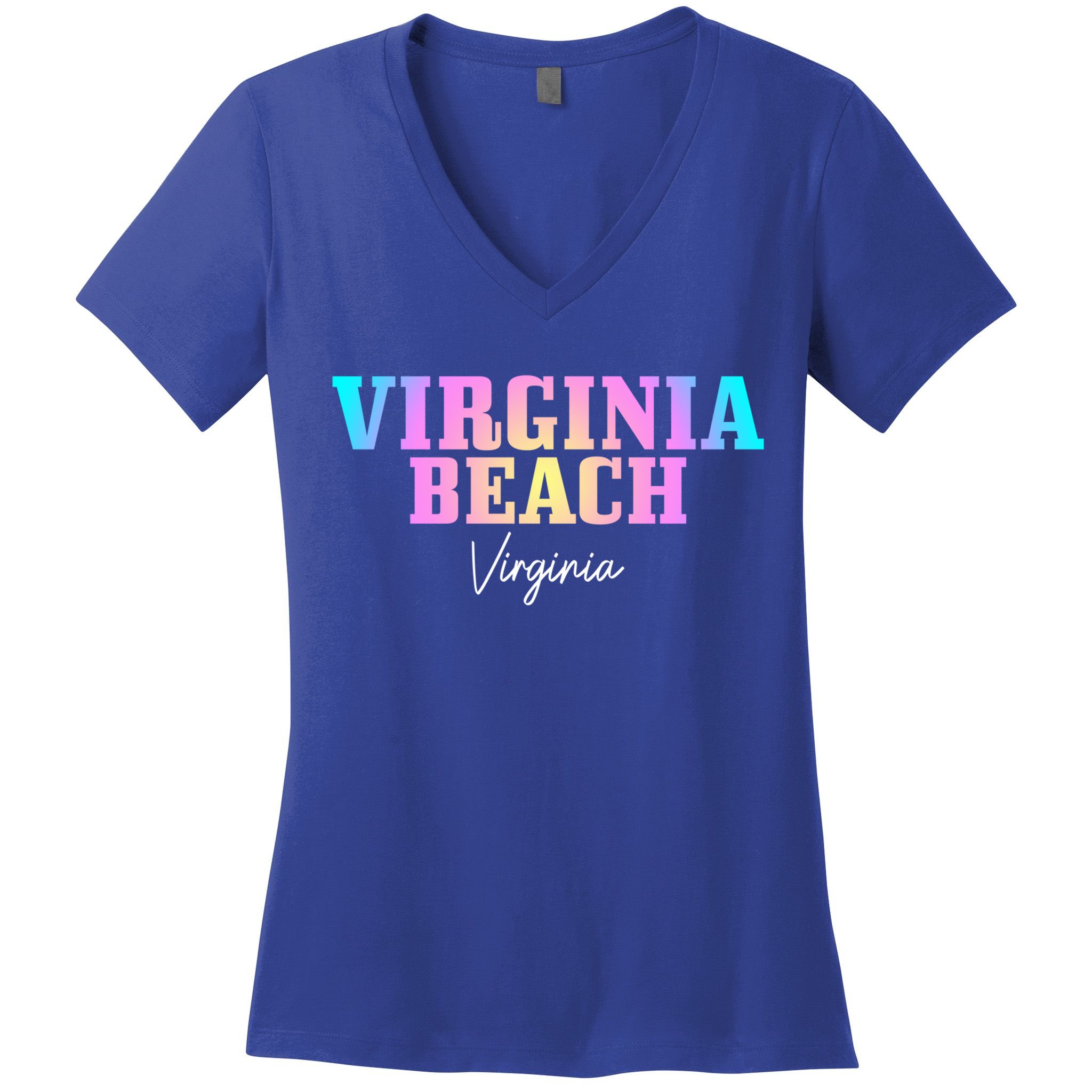 Virginia Beach Virginia Vintage Tie Dye Retro Vacation Gift Women's V-Neck T-Shirt