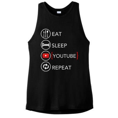 Video Blogger Vlogger Like Subscribe Podcaster Ladies PosiCharge Tri-Blend Wicking Tank