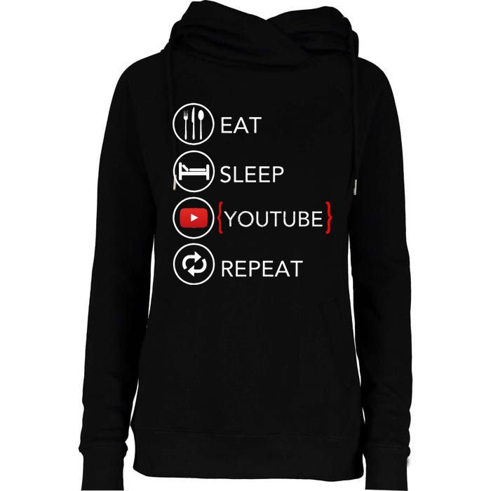 Video Blogger Vlogger Like Subscribe Podcaster Womens Funnel Neck Pullover Hood