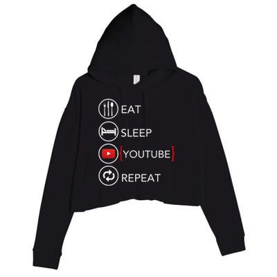 Video Blogger Vlogger Like Subscribe Podcaster Crop Fleece Hoodie