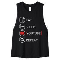 Video Blogger Vlogger Like Subscribe Podcaster Women's Racerback Cropped Tank