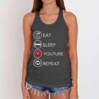 Video Blogger Vlogger Like Subscribe Podcaster Women's Knotted Racerback Tank