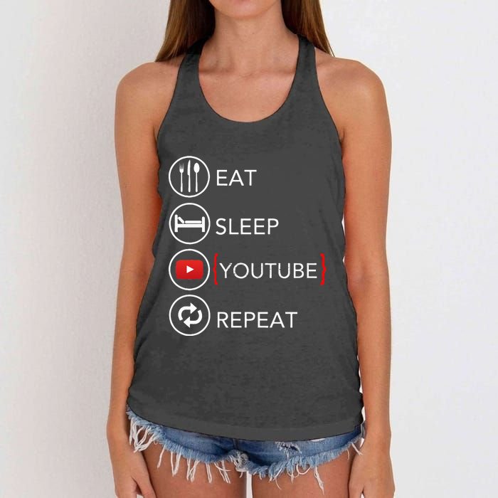 Video Blogger Vlogger Like Subscribe Podcaster Women's Knotted Racerback Tank