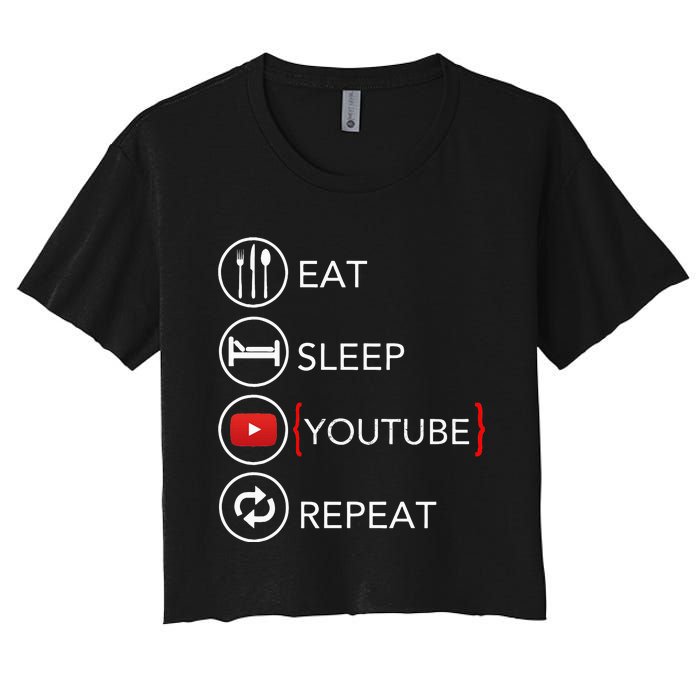 Video Blogger Vlogger Like Subscribe Podcaster Women's Crop Top Tee