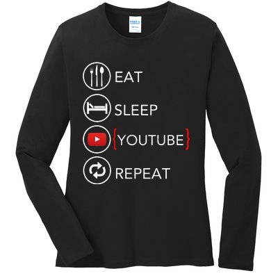 Video Blogger Vlogger Like Subscribe Podcaster Ladies Long Sleeve Shirt