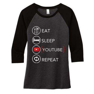 Video Blogger Vlogger Like Subscribe Podcaster Women's Tri-Blend 3/4-Sleeve Raglan Shirt