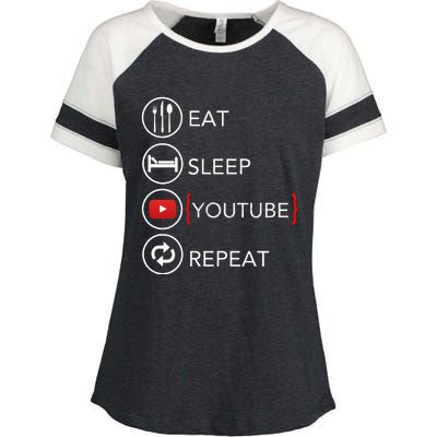 Video Blogger Vlogger Like Subscribe Podcaster Enza Ladies Jersey Colorblock Tee