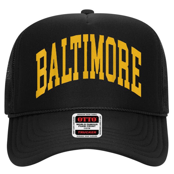 Vintage Baltimore High Crown Mesh Back Trucker Hat