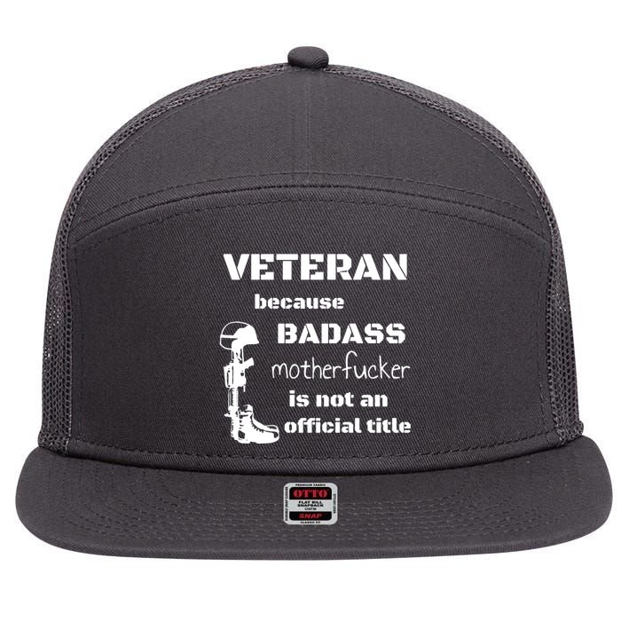 Veteran Badass 7 Panel Mesh Trucker Snapback Hat