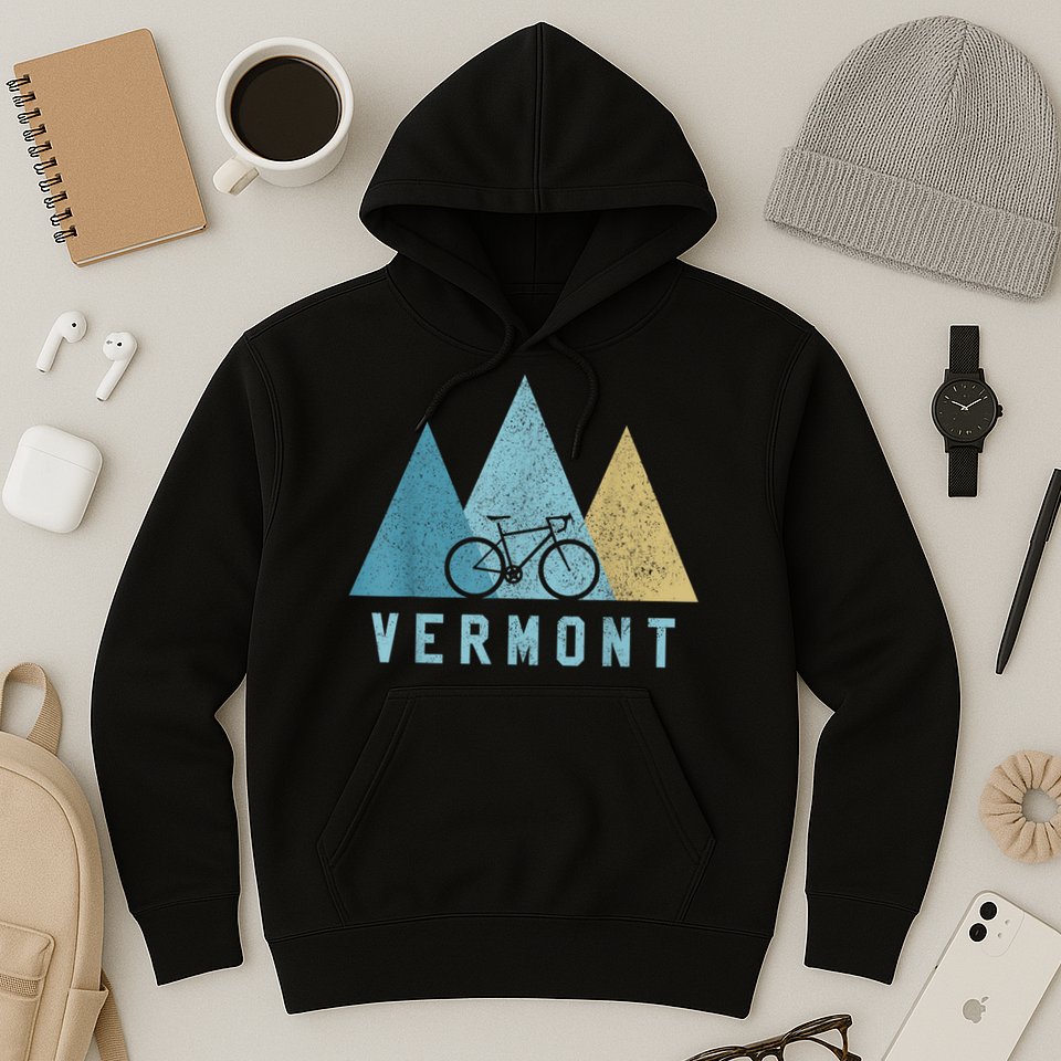 Vermont Bike Vintage Cycling Mountains MTB Bicycle Gift Hoodie