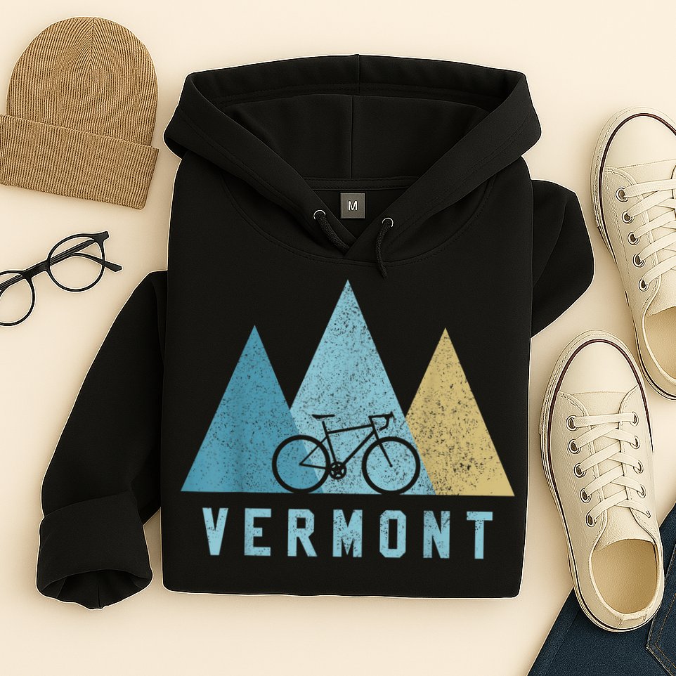 Vermont Bike Vintage Cycling Mountains MTB Bicycle Gift Hoodie