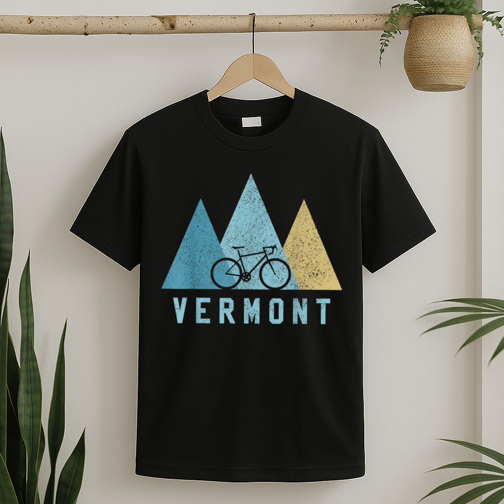 Vermont Bike Vintage Cycling Mountains MTB Bicycle Gift T-Shirt