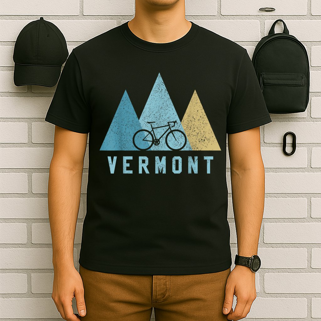 Vermont Bike Vintage Cycling Mountains MTB Bicycle Gift T-Shirt