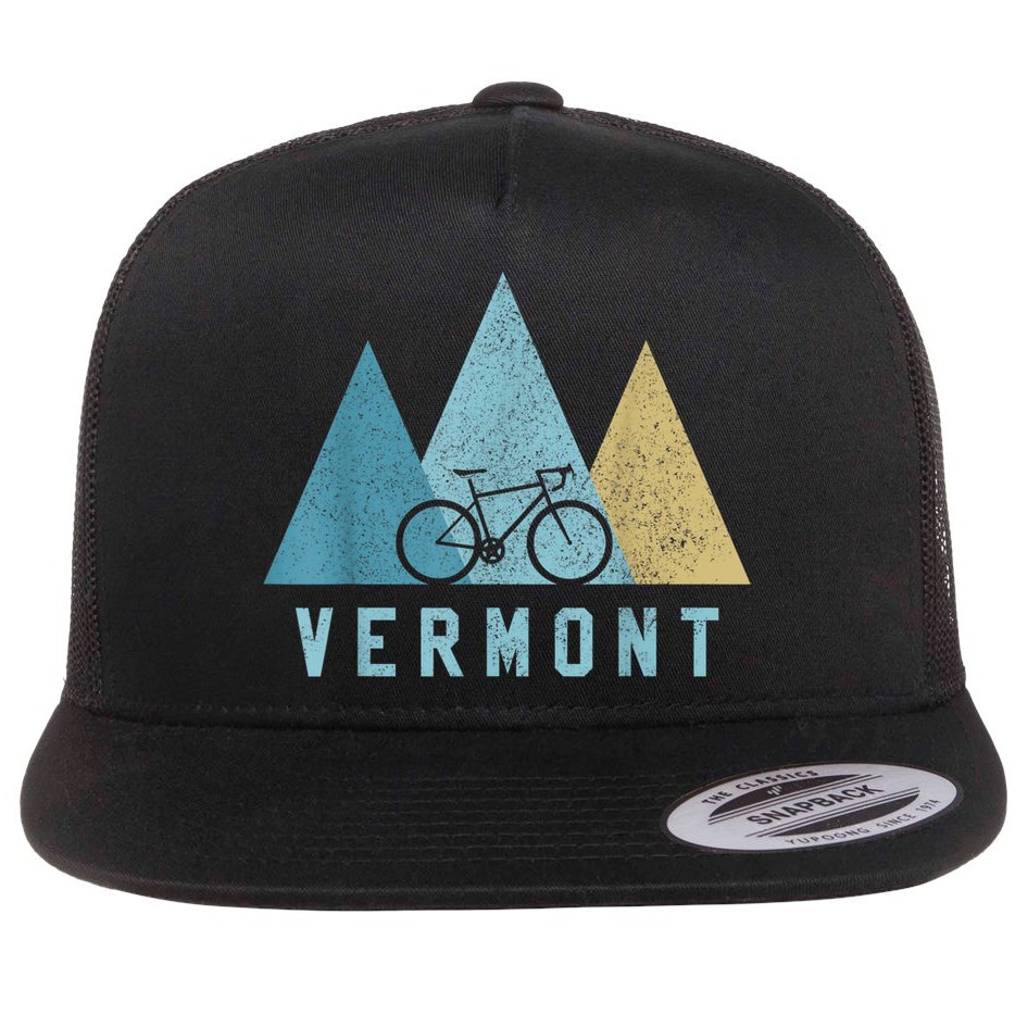 Vermont Bike Vintage Cycling Mountains MTB Bicycle Gift Flat Bill Trucker Hat